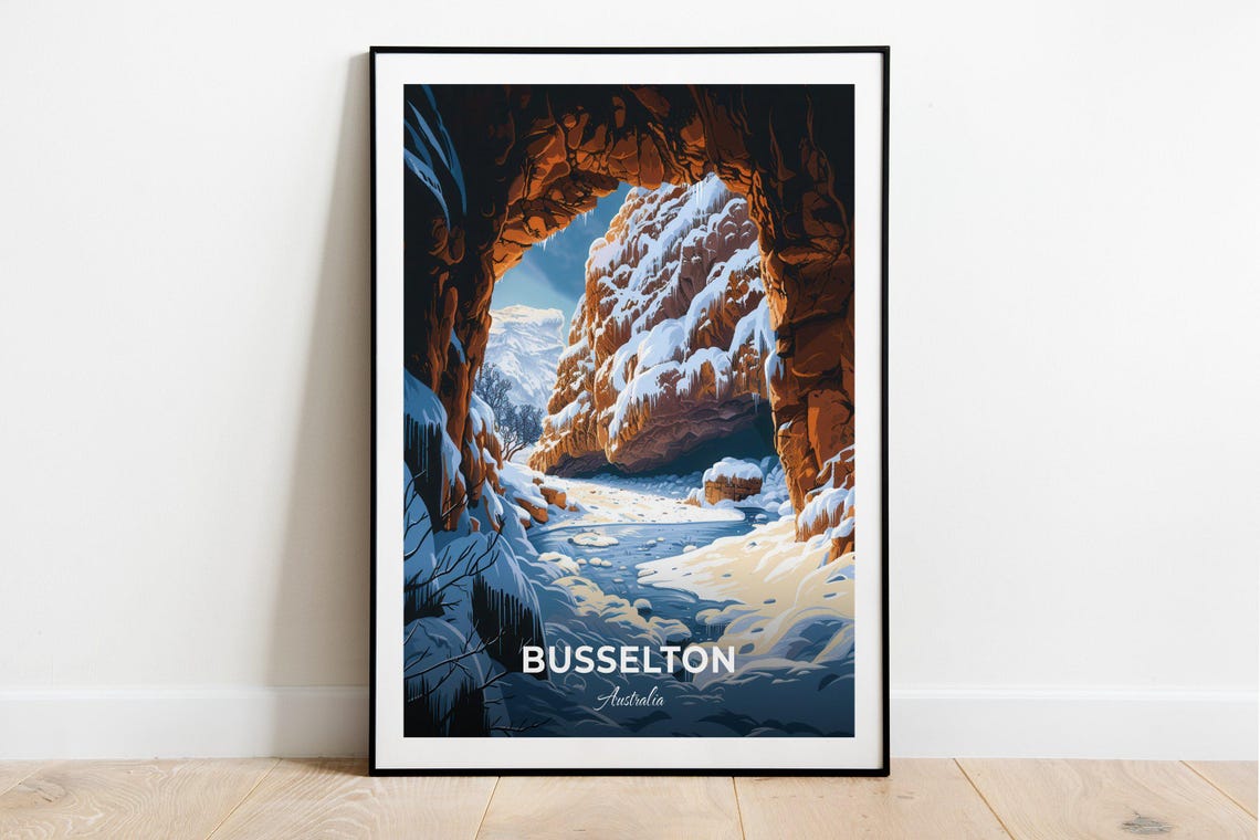 Busselton Australia Snowy Cave Gorge Winter Scene Travel Poster