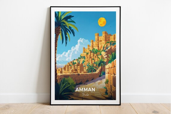 Amman Jordan Ancient Citadel Hill Glowing In Golden Sunset Poster
