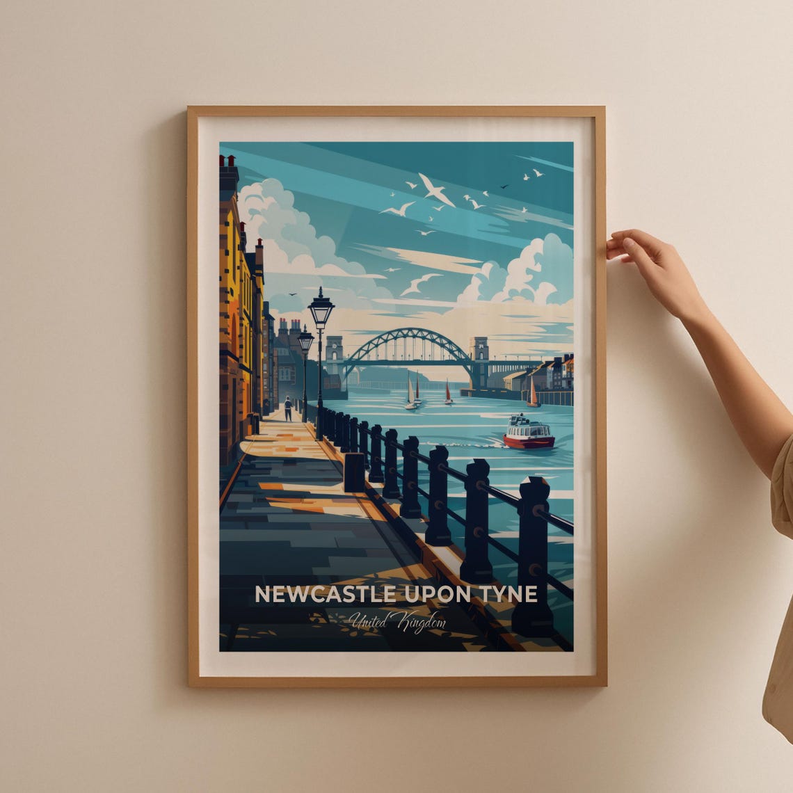 Newcastle Upon Tyne Quayside Tyne Bridge England Travel Poster - Image 2