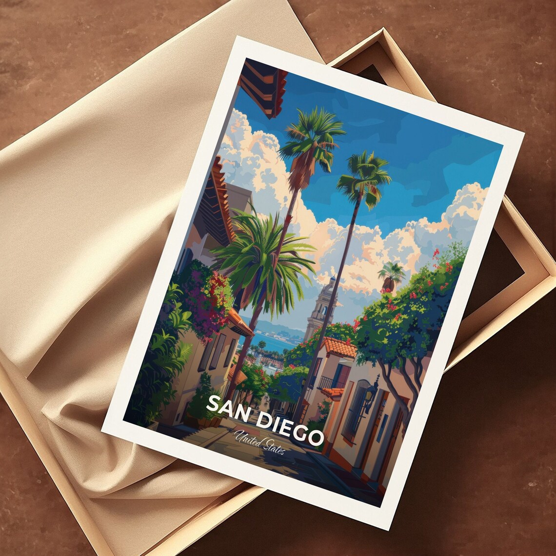San Diego California Palm Street Church Tower Old Town Poster - Image 3
