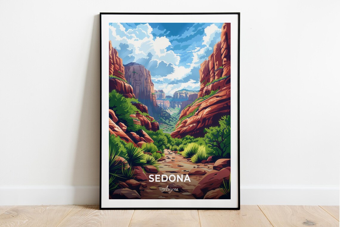 Sedona Arizona Boynton Canyon Red Rocks Modern Travel Poster