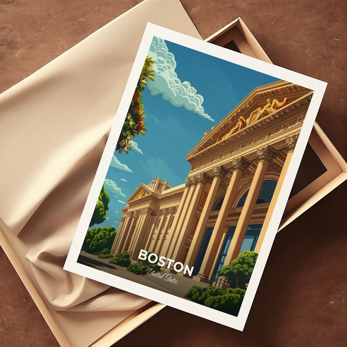 Boston Massachusetts Museum of Fine Arts Column Facade Travel Poster - Image 3