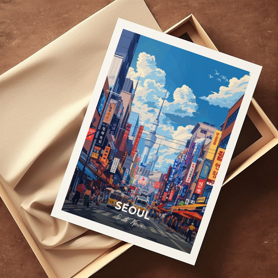 Seoul Travel Poster Myeongdong Shopping Street City Print Cityscape Artwork Birthday Wedding Gift Wall Art Location Print Home Decor - Image 3
