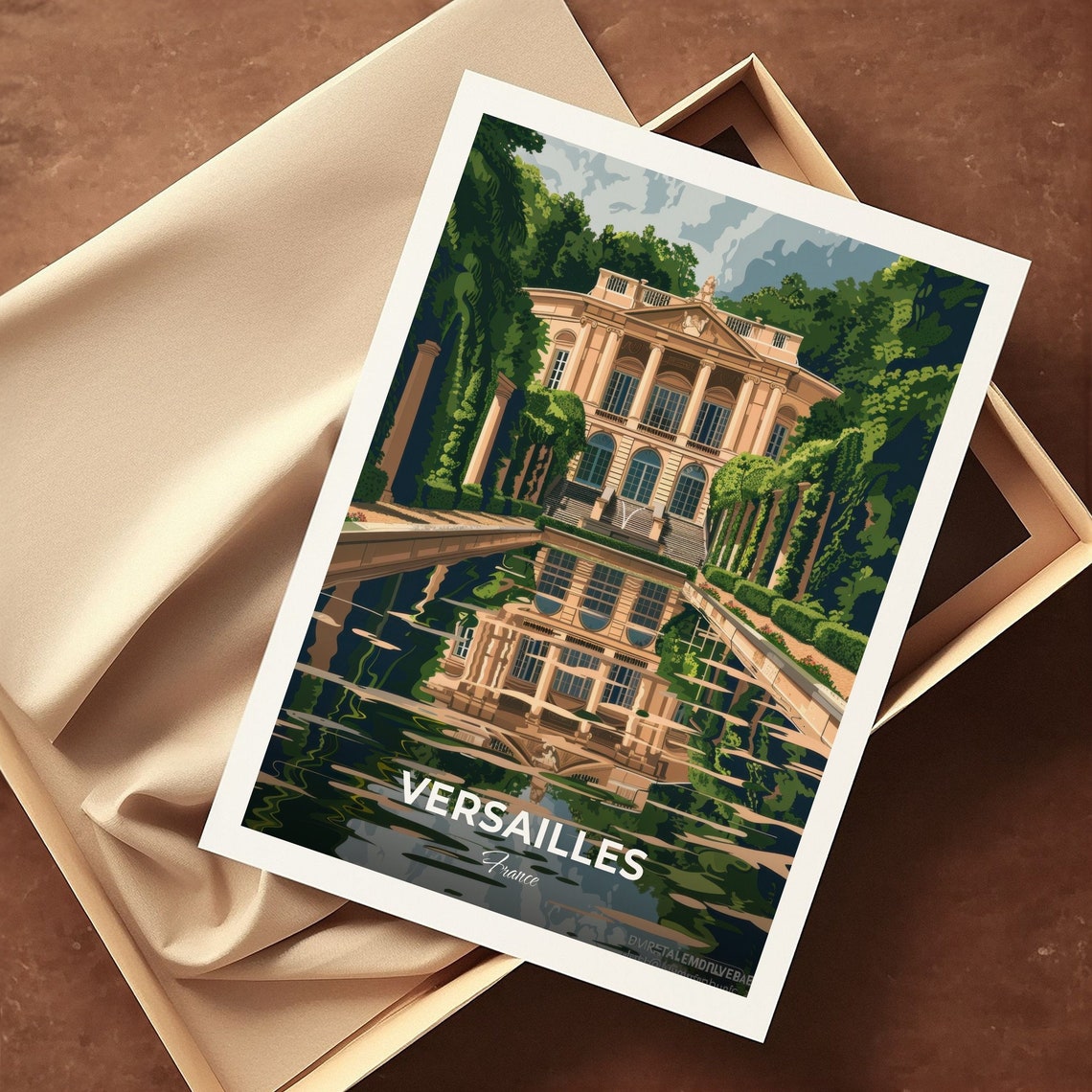 Versailles Petit Trianon Reflecting Pool Chateau Travel Scene Poster - Image 3