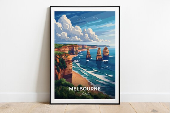Melbourne Australia Great Ocean Road Cliffs Coastal Travel Poster