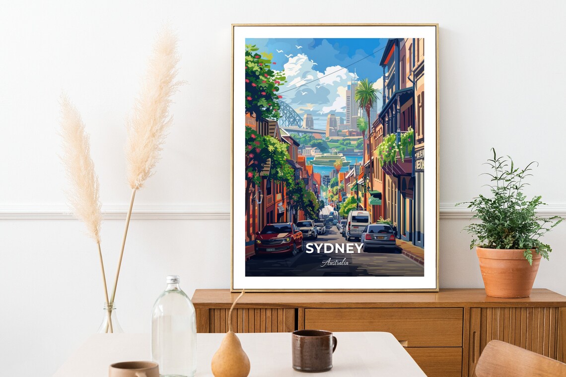 Sydney The Rocks Historic Street Harbour Bridge View Travel Art Poster - Image 2