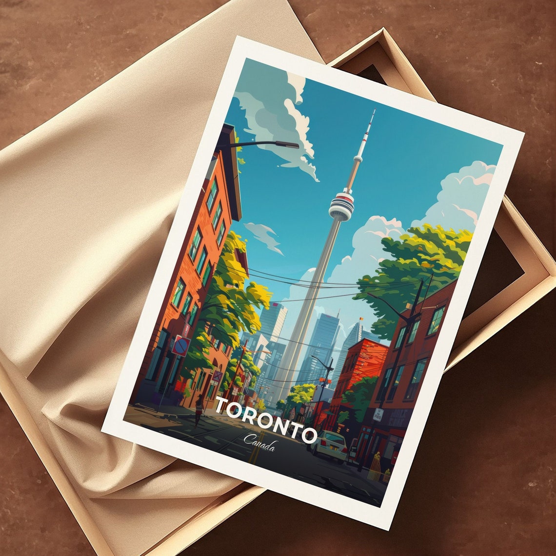 Toronto Canada CN Tower Bright Street View Cityscape Travel Poster - Image 3