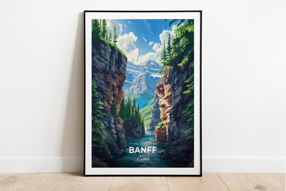 Banff Canada Mountain Canyon River Pine Forest Travel Wall Art