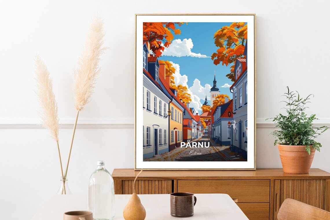 Parnu Estonia Historic Old Town Autumn Street Cityscape Travel Poster - Image 2