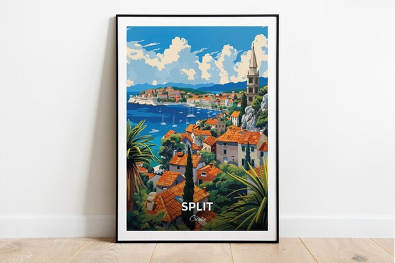 Split Coastal Town View From The Hills Above The Bay Croatia Poster