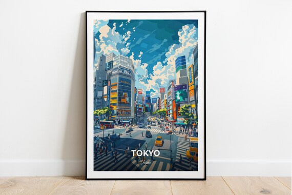 Tokyo Japan Shibuya Crossing Busy City Street View Scene Poster