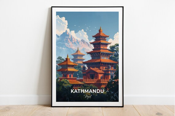 Kathmandu Nepal Pagoda Temples Himalaya Mountains Clear Day View Poster