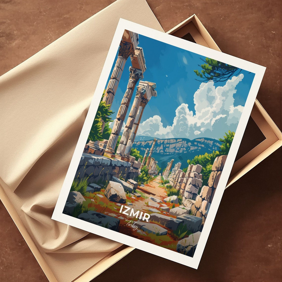 Izmir Ephesus Ancient Marble Columns Mountain Ruins Turkey Poster - Image 3