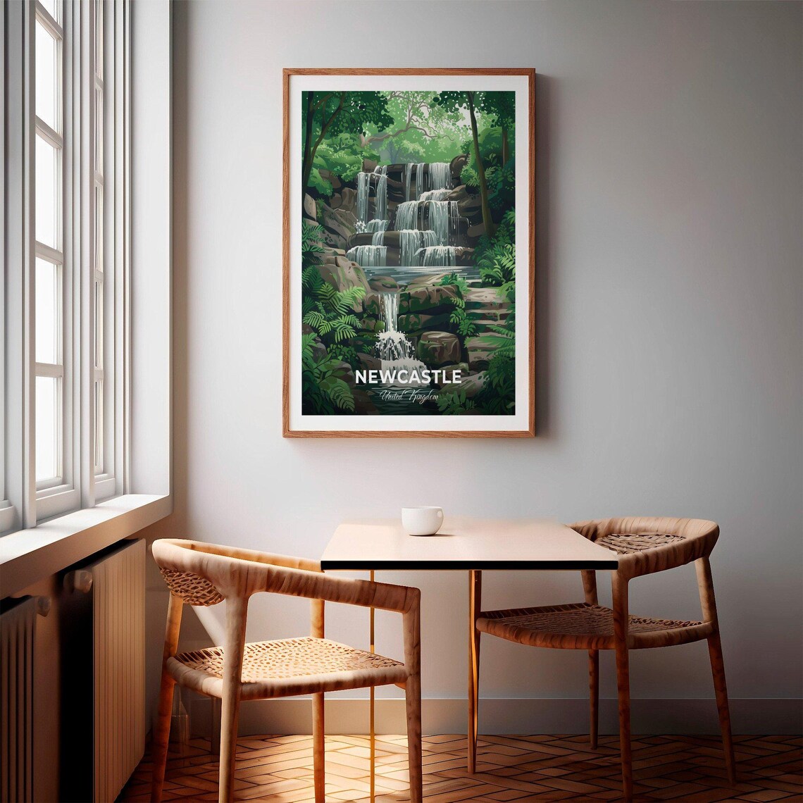 Newcastle United Kingdom Forest Waterfall Ferns Nature Travel Poster - Image 2
