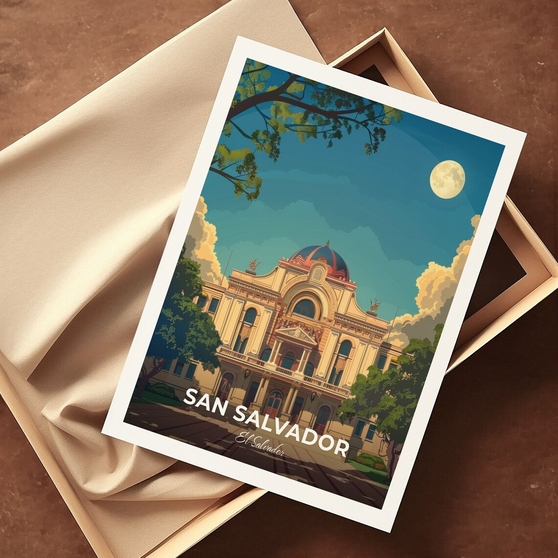 San Salvador Travel Poster National Theater City Print Cityscape Artwork Birthday Wedding Gift Wall Art Location Print Home Decor - Image 3