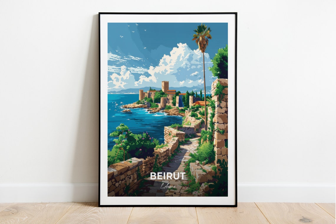 Beirut Lebanon Byblos Ancient Coastal Citadel Sea View Travel Poster