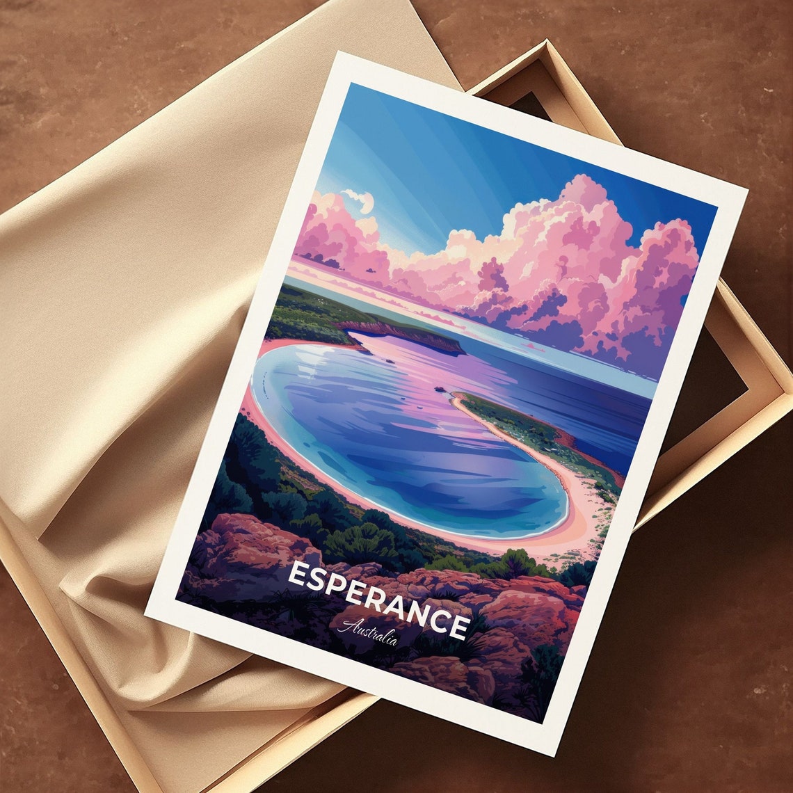 Esperance Australia Pink Shoreline Bay Dreamlike Travel Poster - Image 3