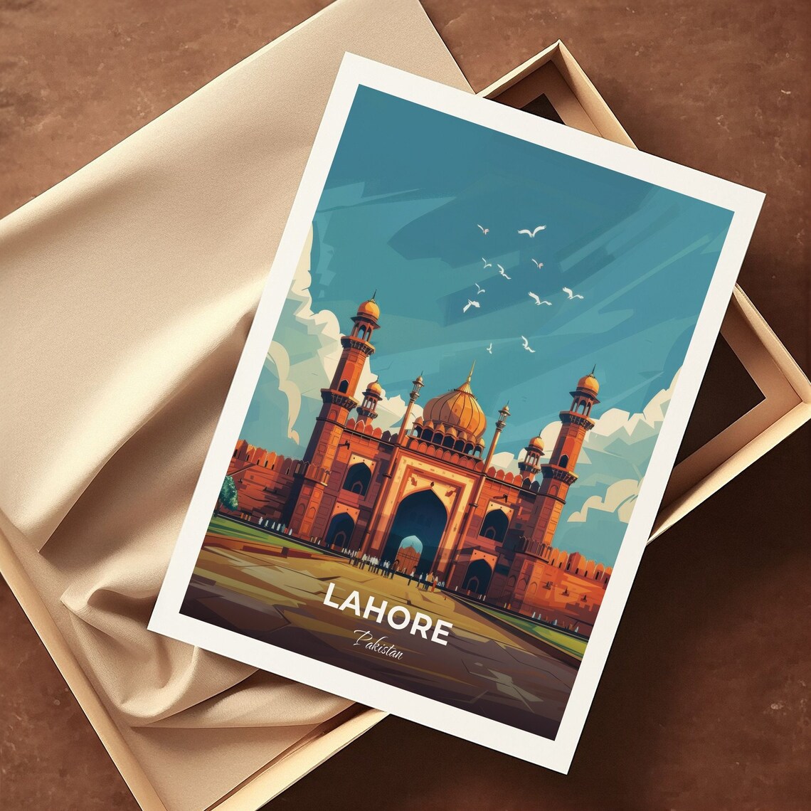 Lahore Pakistan Badshahi Mosque Grand Vivid Sandstone Poster - Image 3