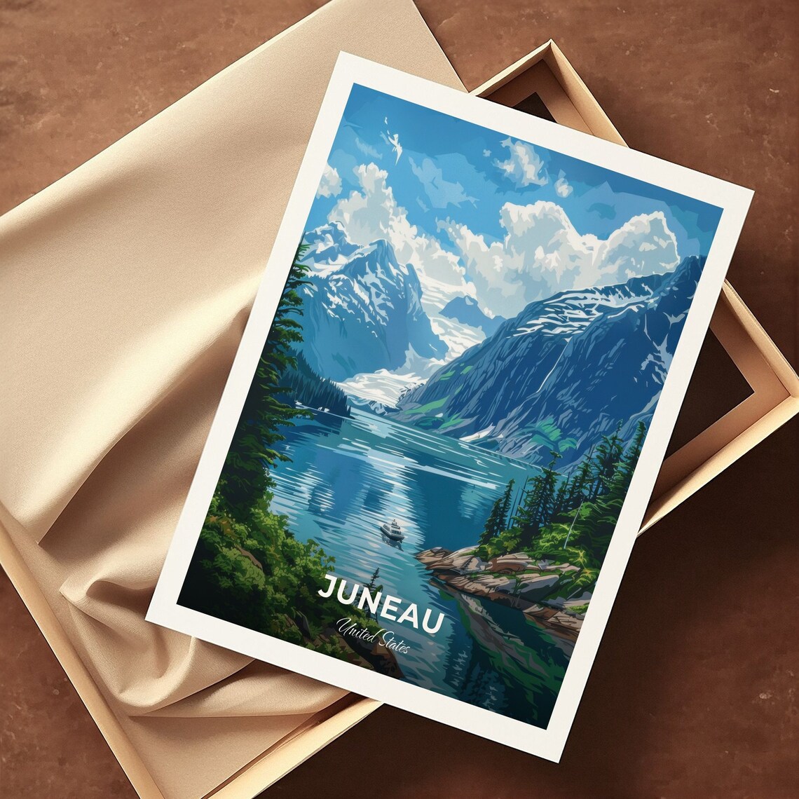 Juneau Tracy Arm Fjord Glacier Boat Cruise Adventure Travel Poster - Image 3