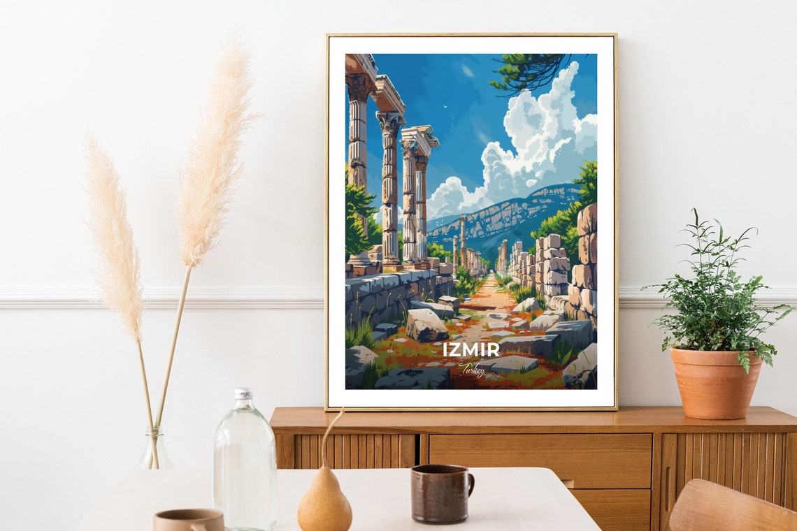 Izmir Ephesus Ancient Marble Columns Mountain Ruins Turkey Poster - Image 2