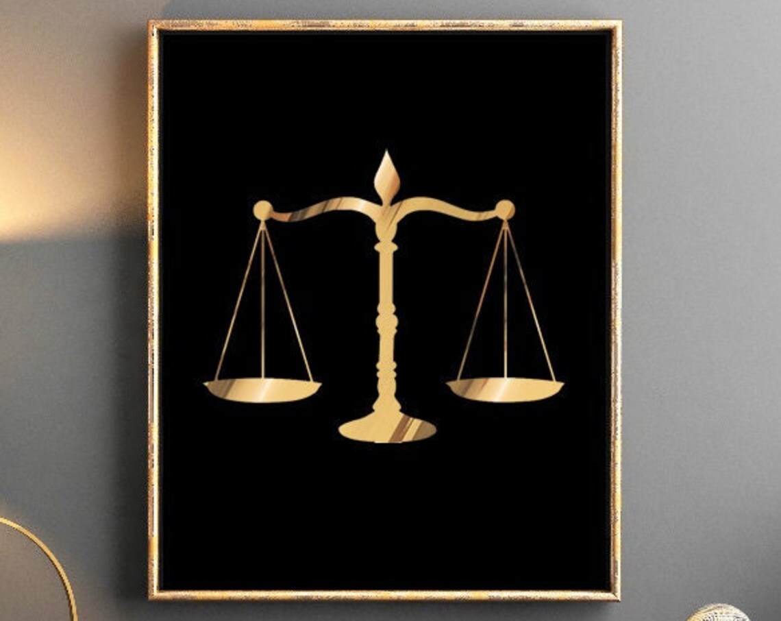 Scales of Justice Lawyer Art Print, Gold Foil