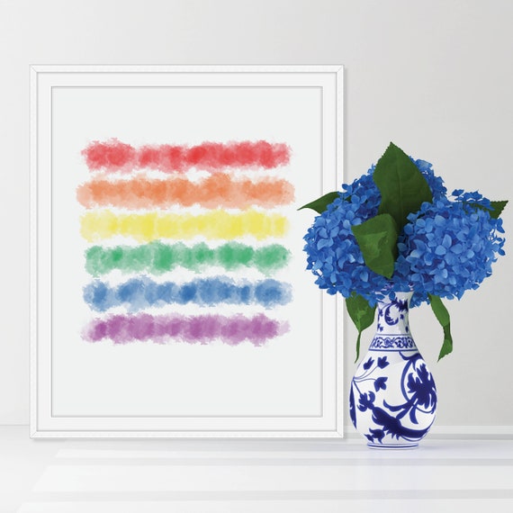 Rainbow Watercolor Print Lgbtq Art Equality Poster Rainbow Wall Decor Rainbow Wall Art Minimalist Rainbow Print Abstract