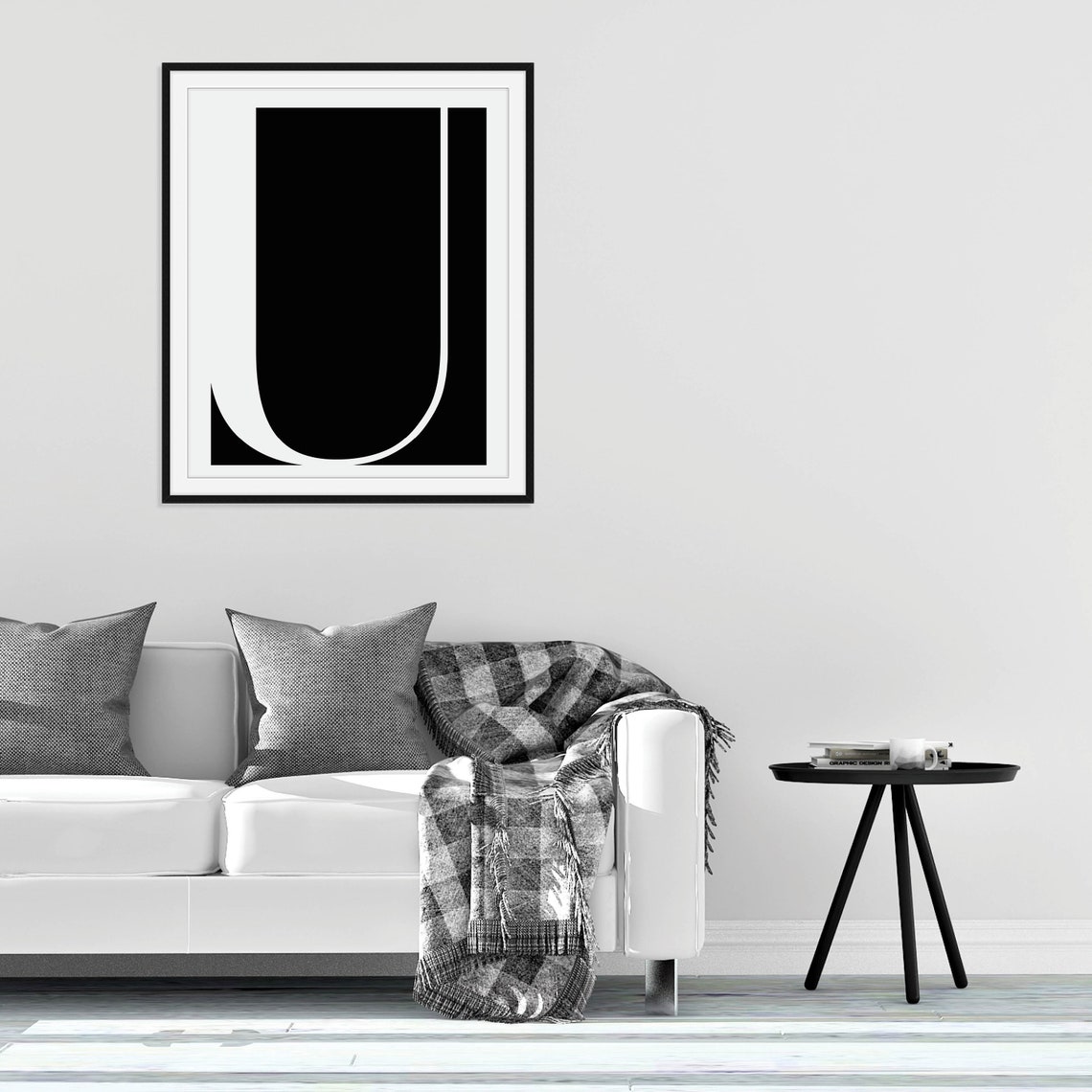 Initial Letter Art White Serif On Black Bold Typography Poster - Image 4