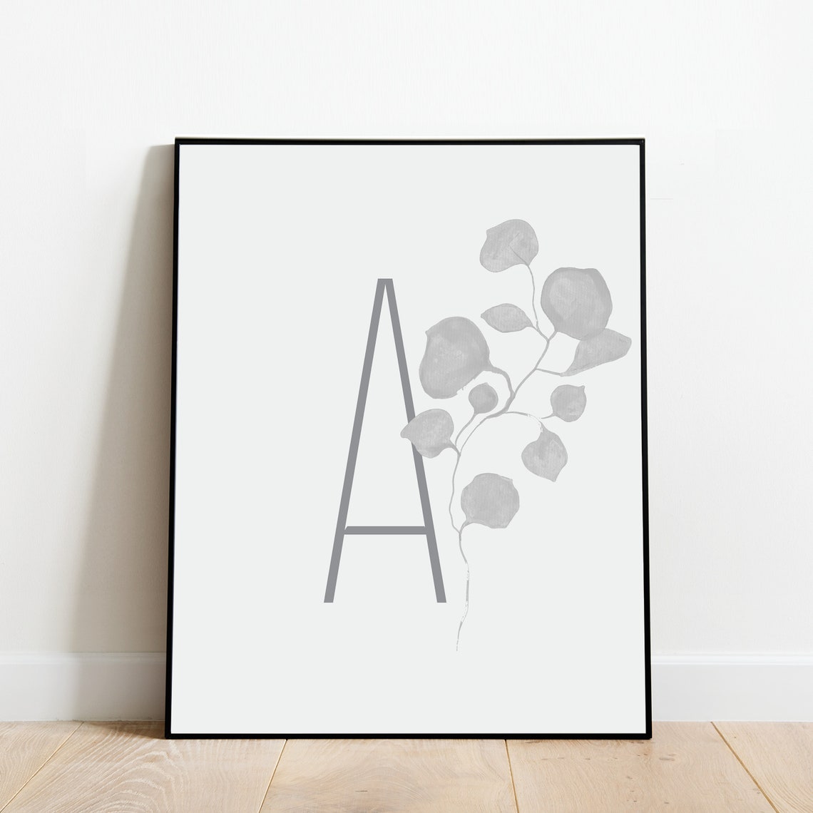 Monogram Letter A Black Eucalyptus Botanical Initial Framed Art Print - Image 2