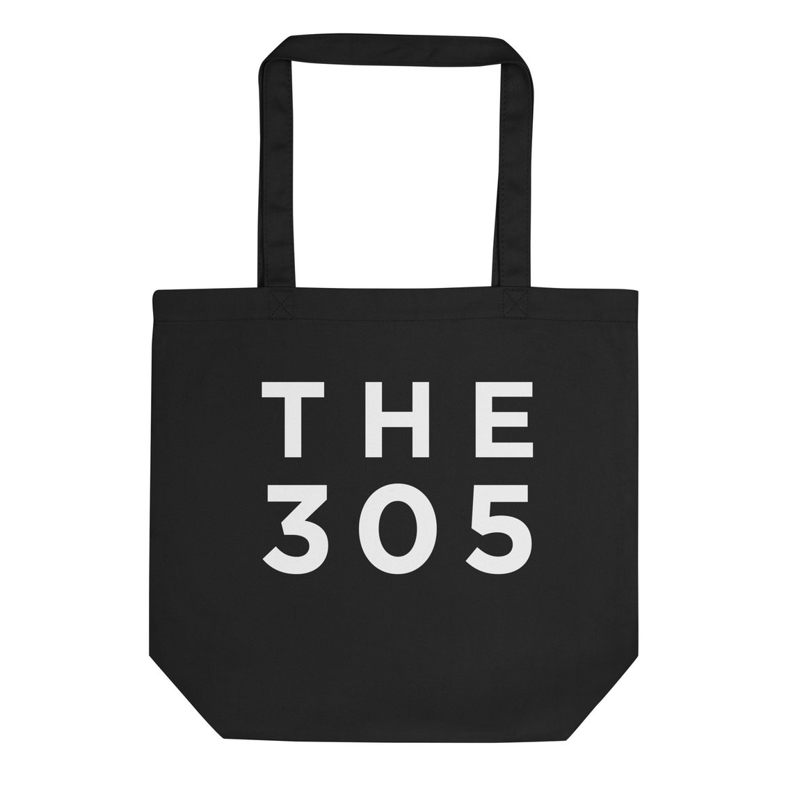 The 305 Miami Florida Black Tote Bag with Bold White Block Print - Image 3