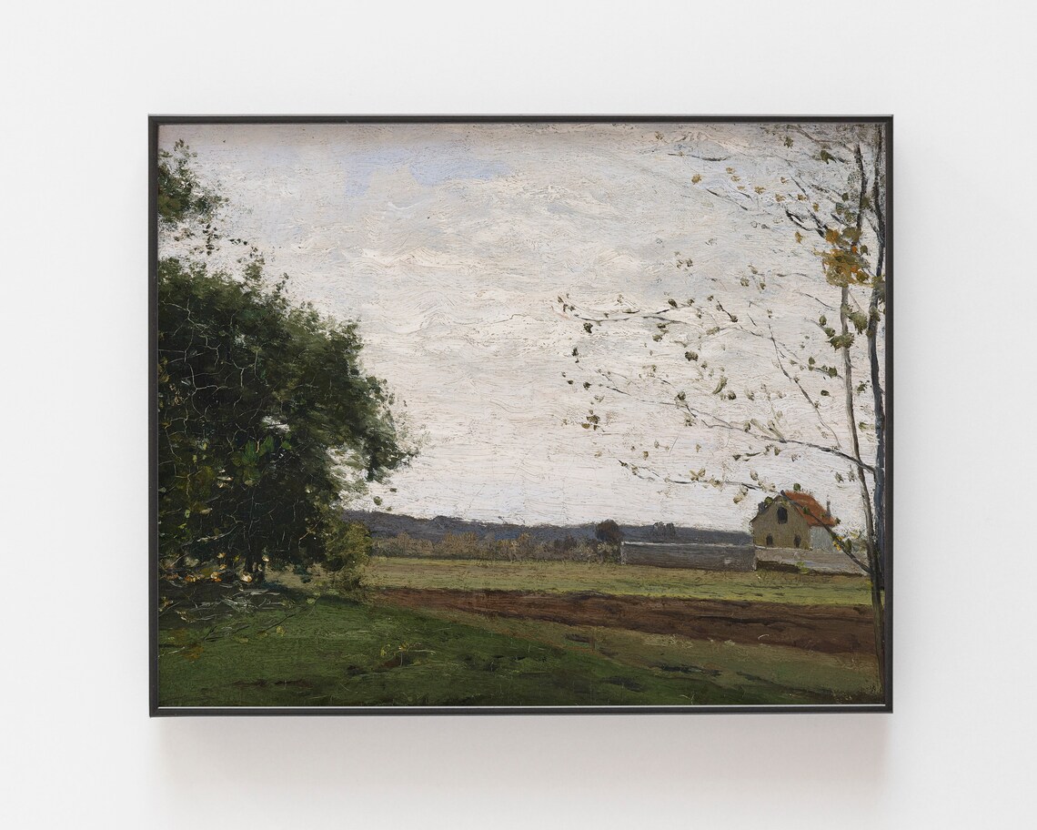 Vintage Farm Landscape Art Print, Rustic Farmhouse - Image 2