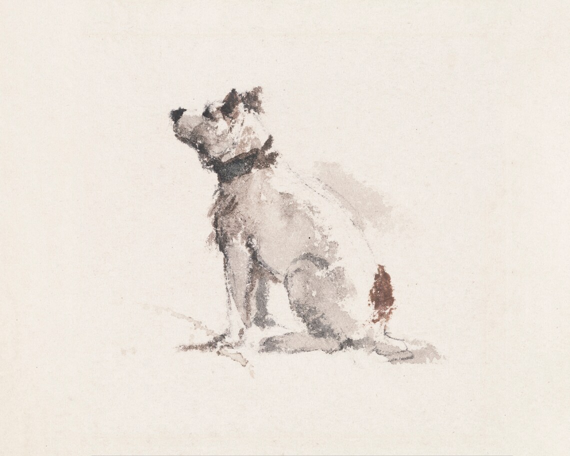 Terrier Sketch Art Print, Minimalist Vintage Neutral - Image 2
