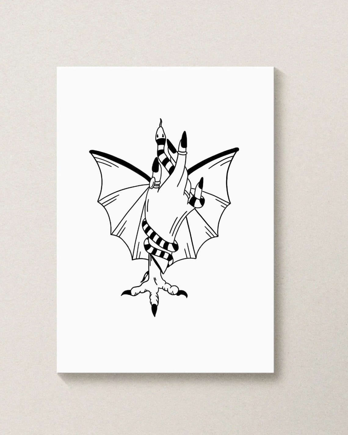 Ready To Fly Bat Wing Hand Snake Claw Gothic Tattoo Art Poster - Image 4