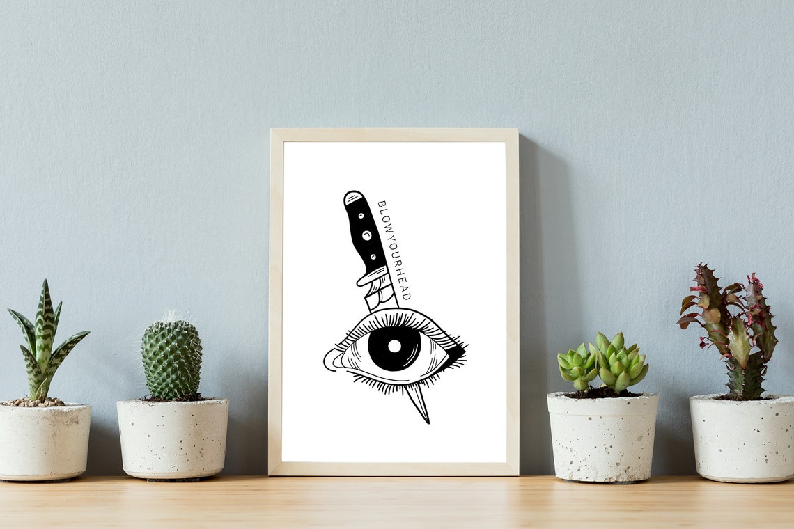 Killed Eye Knife Stabbed Dark Surreal Tattoo Style Art Poster - Image 4