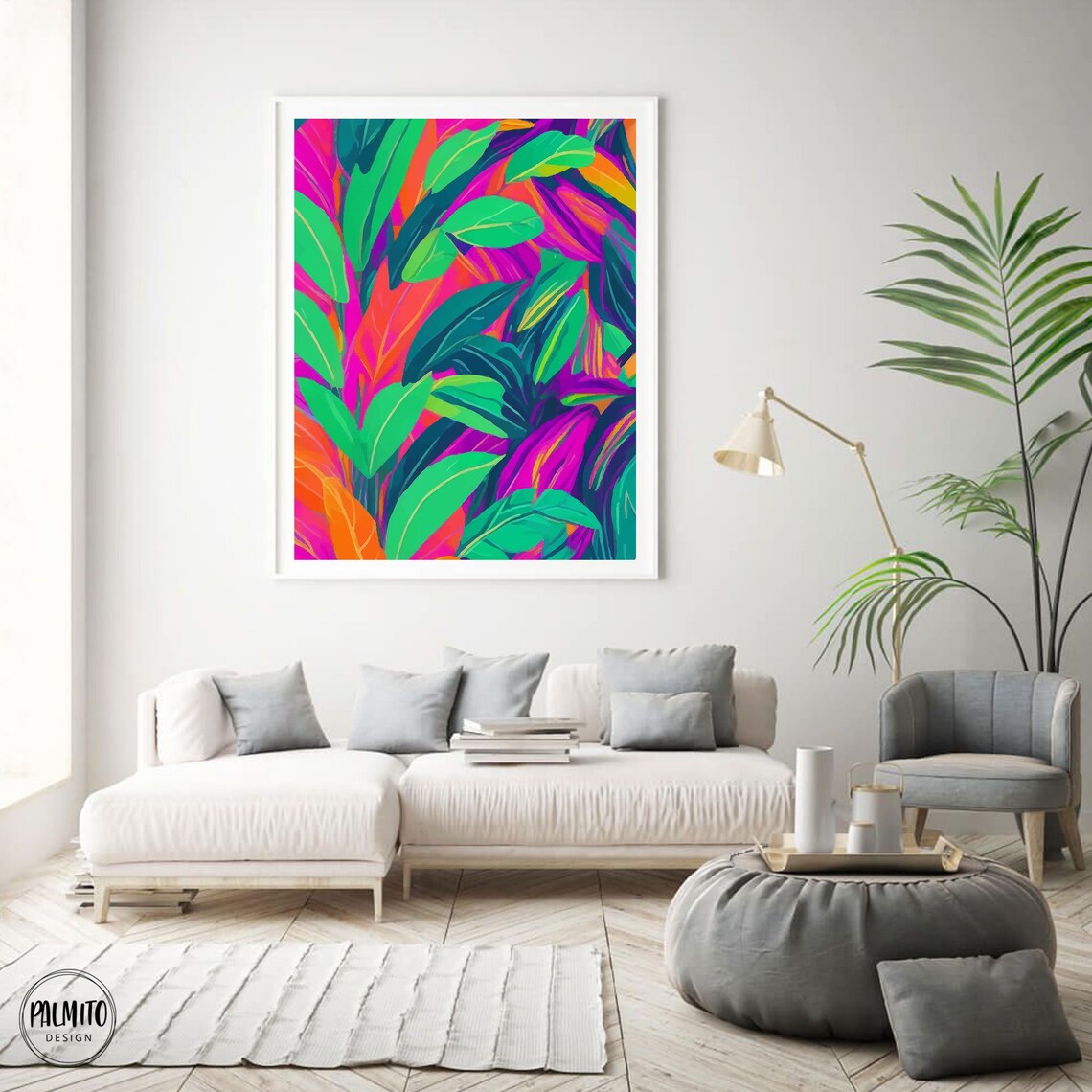 Colorful Botanical Abstract Leaves Art Print - Image 2