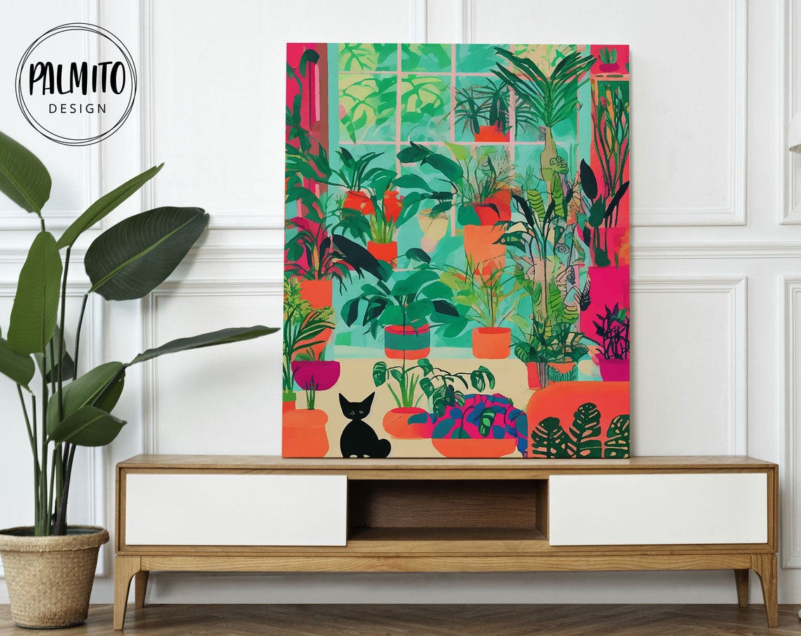 Maximalist Indoor Garden Plants Black Cat Jungle Room Poster - Image 2