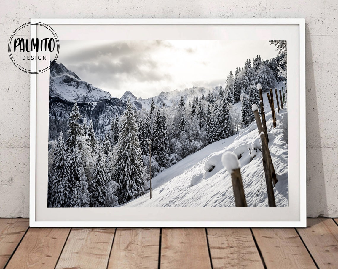 Winter Snow Forest Mountain Landscape Pine Trees Photography Poster - Image 2