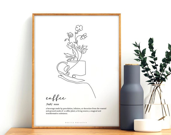 But First Coffee Print Coffee Line Art Illustration Coffee Poster Kitchen Wall Art Minimalistic Kitchen Decor Line Art Poster