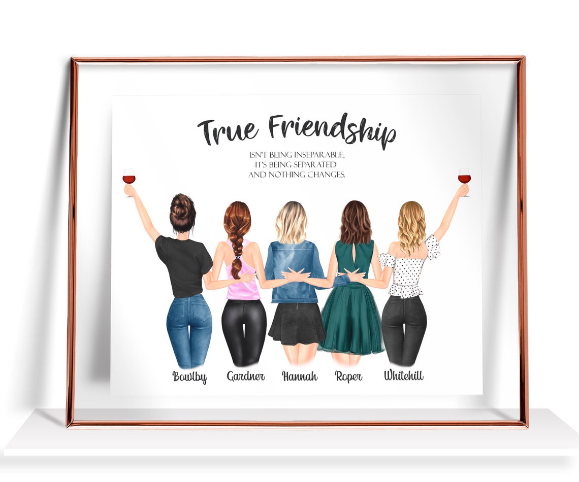 True Friendship Separated Nothing Changes Five Friends Poster