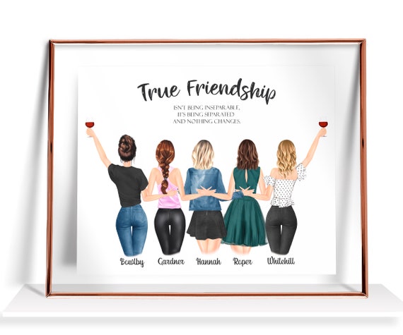 Best Friend Gift For Her Personalized Five Friends Gift For Best Friend Custom Friendship Gift Best Friend Gifts 5 Friendship Print