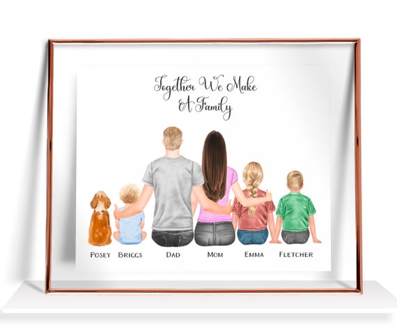 Family Portrait Custom Family Gift Mothers Day Gift Fathers Day Gift Personalized Family Print Mom Gift Anniversary Family Picture