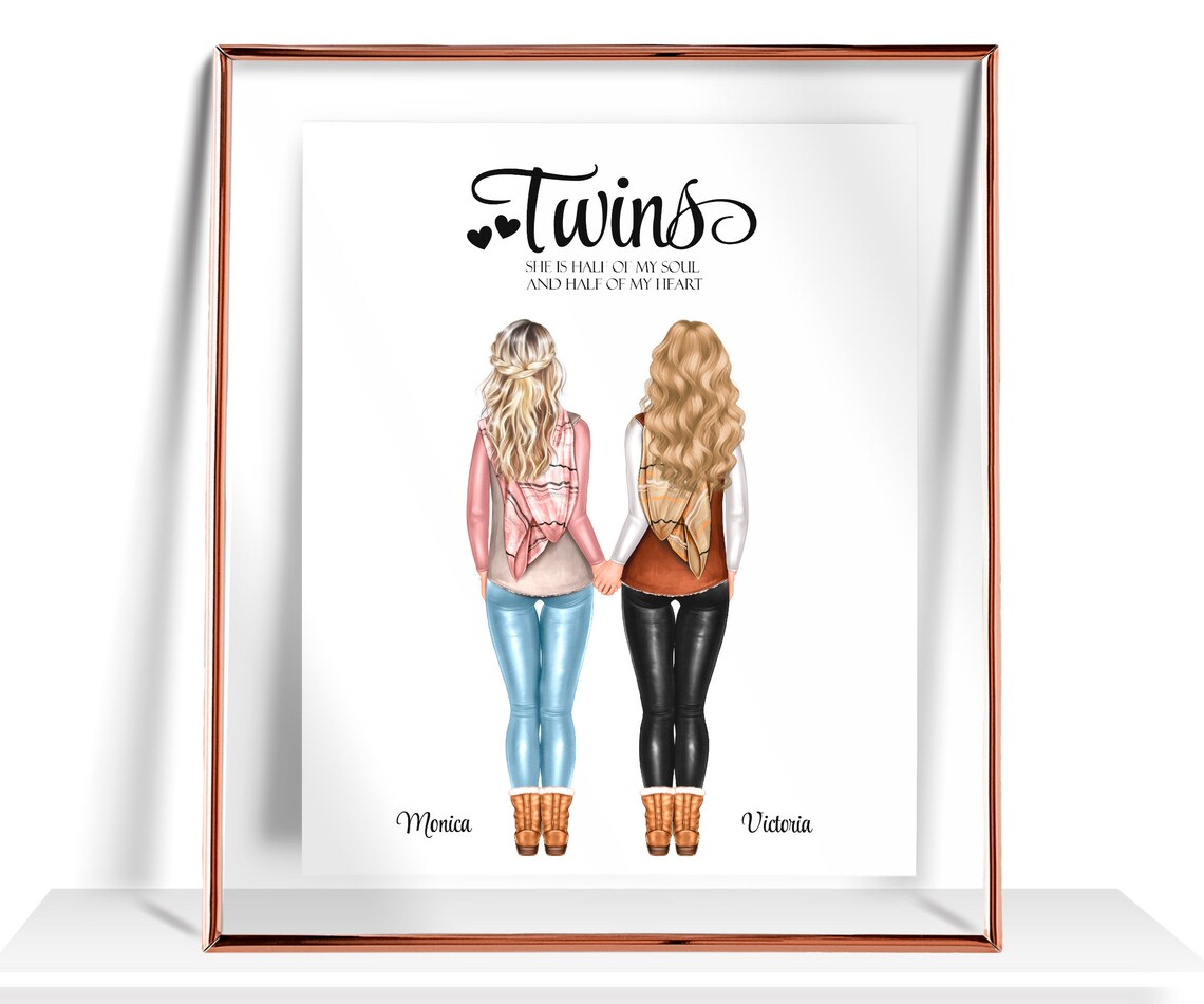 Twins She Is Half Of My Soul And Half Of My Heart Twin Gift Poster