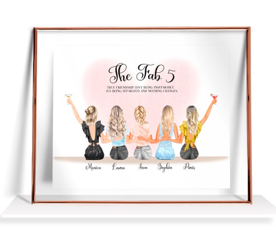 5 Best Friend Gift Best Friend Birthday Gifts 5 Friends Gift Personalized Friendship Gift 5 Best Friend Print Custom Group Of Friends Gift