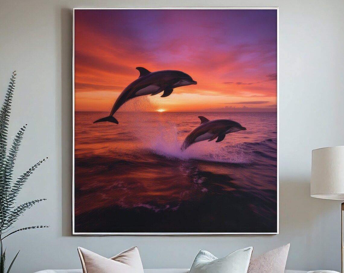 Dolphin Jumping Poster, Cute Couple Gift