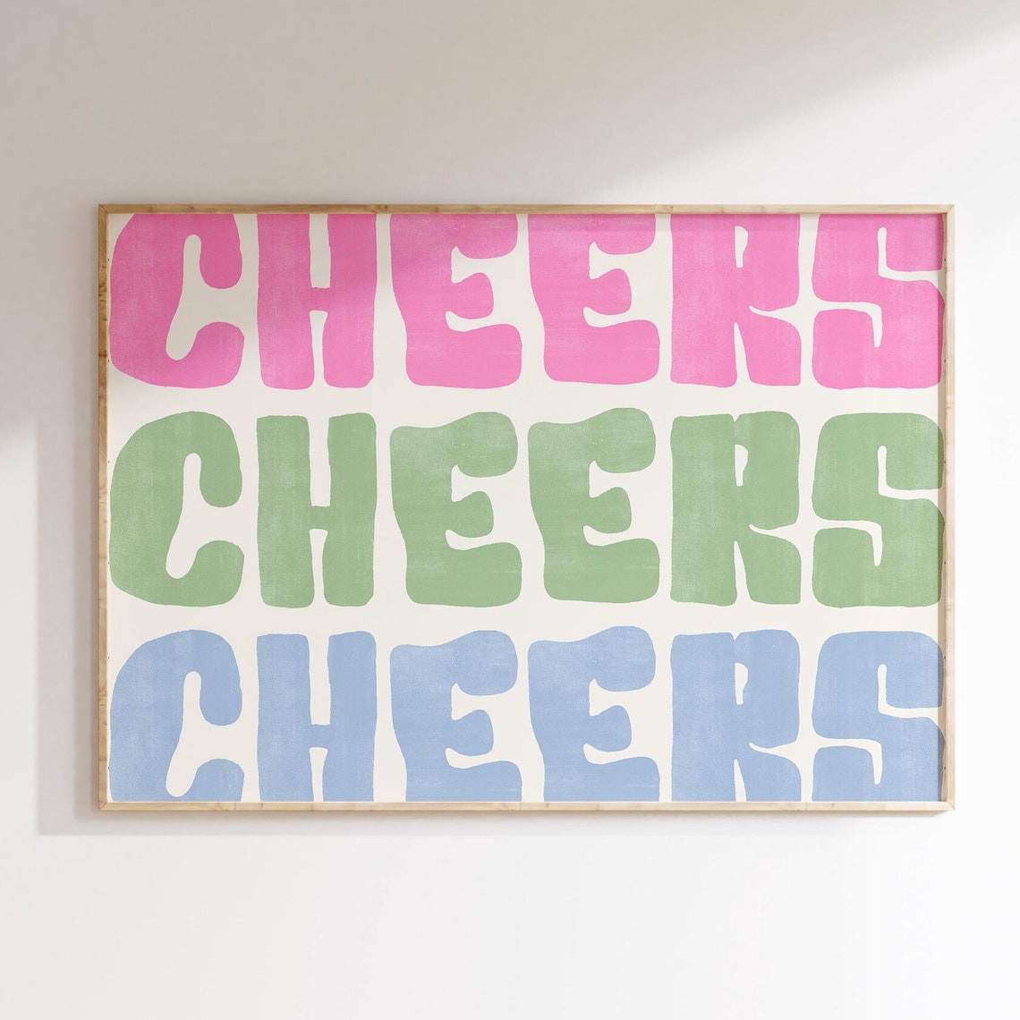 Cheers Retro Typography Trendy Bar Cart Party Kitchen Poster