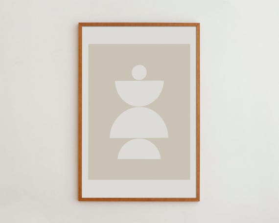 Neutral Abstract Art Print Minimalist Geometric Shapes Modern Home Decor
