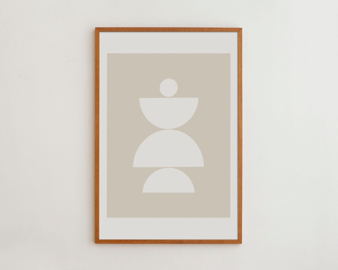 Neutral Abstract Art Print Minimalist Geometric Shapes Modern Home Decor