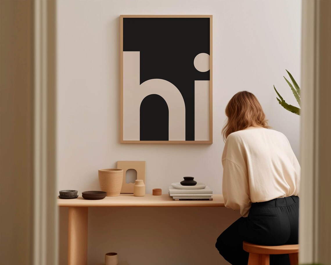 Hi Typography Poster, Minimalist Art Print