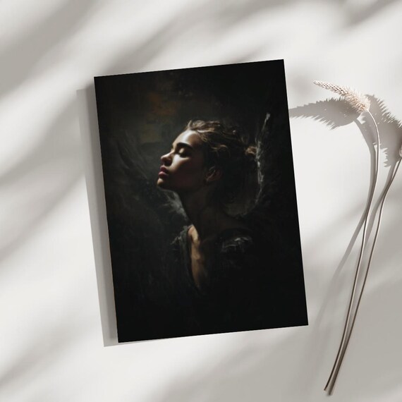 Dark Angel Poster Cinematic Portrait Wall Art Gothic Fantasy Woman Print Ethereal Home Decor