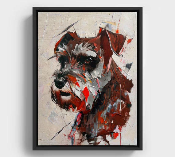 Colorful Schnauzer Abstract Art Modern Dog Painting Instant