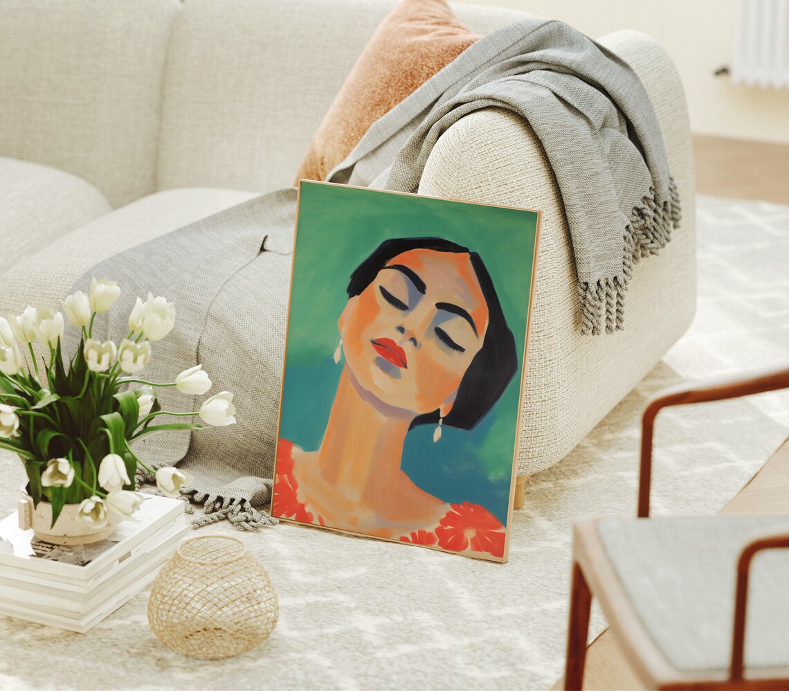 Boho Woman Portrait, Eclectic Abstract Female Portrait - Image 2